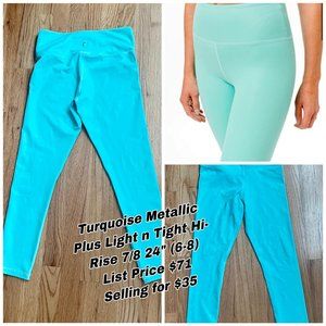 Zyia-Turquoise Metallic Light n Tight Leggings (24")